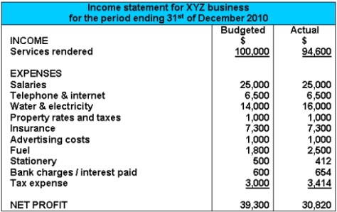 Income Statement sample